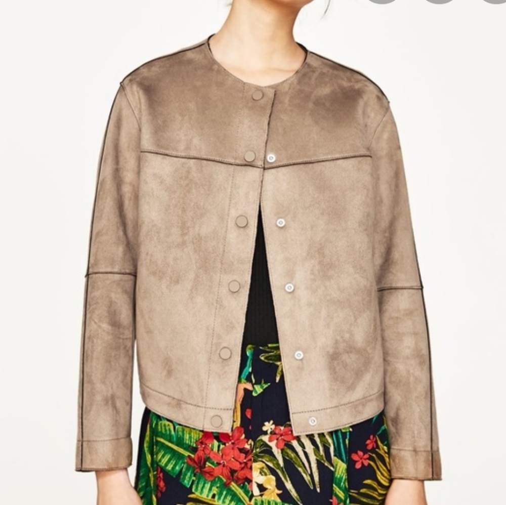 Zara Basic faux Suede Effect Jacket size M - Picture 8 of 8